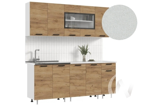 Кухня Рио NEW ЛДСП 2;0м (белый/дуб крафт/антарес)