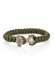 Браслет из зелёного паракорда с молотом Тора Bayer из мельхиор
