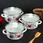 Набор эмалированной посуды 6 пр, кастрюли 1.5,2.3,3 л, Керчь, Вояж-Экстра