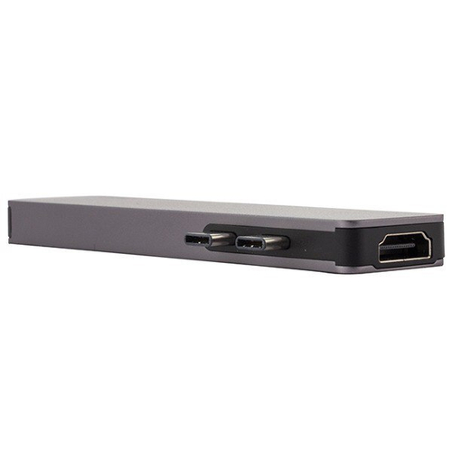 Переходник Deppa Thunderbolt C 7 в 1  Type-C to USB3.0x2/ HDMI/ Thunder3/ Type-C/ SD/ MicroSD для MacBook Графит | Graphite