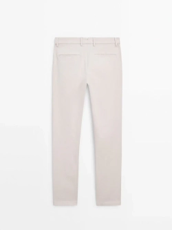 Massimo Dutti Зауженные брюки чинос из хлопка, дымчатый