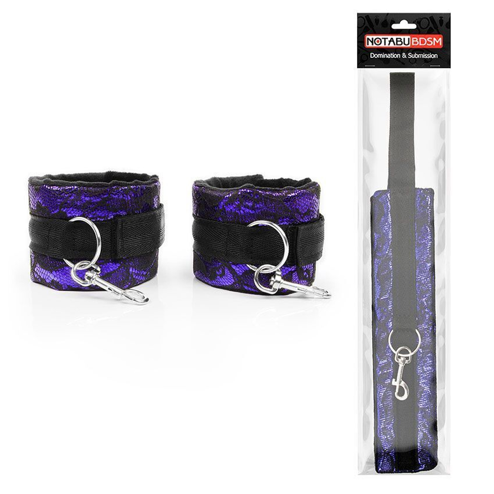 Фиолетово-черные наручники с карабинами (Цвет: фиолетовый с черным)