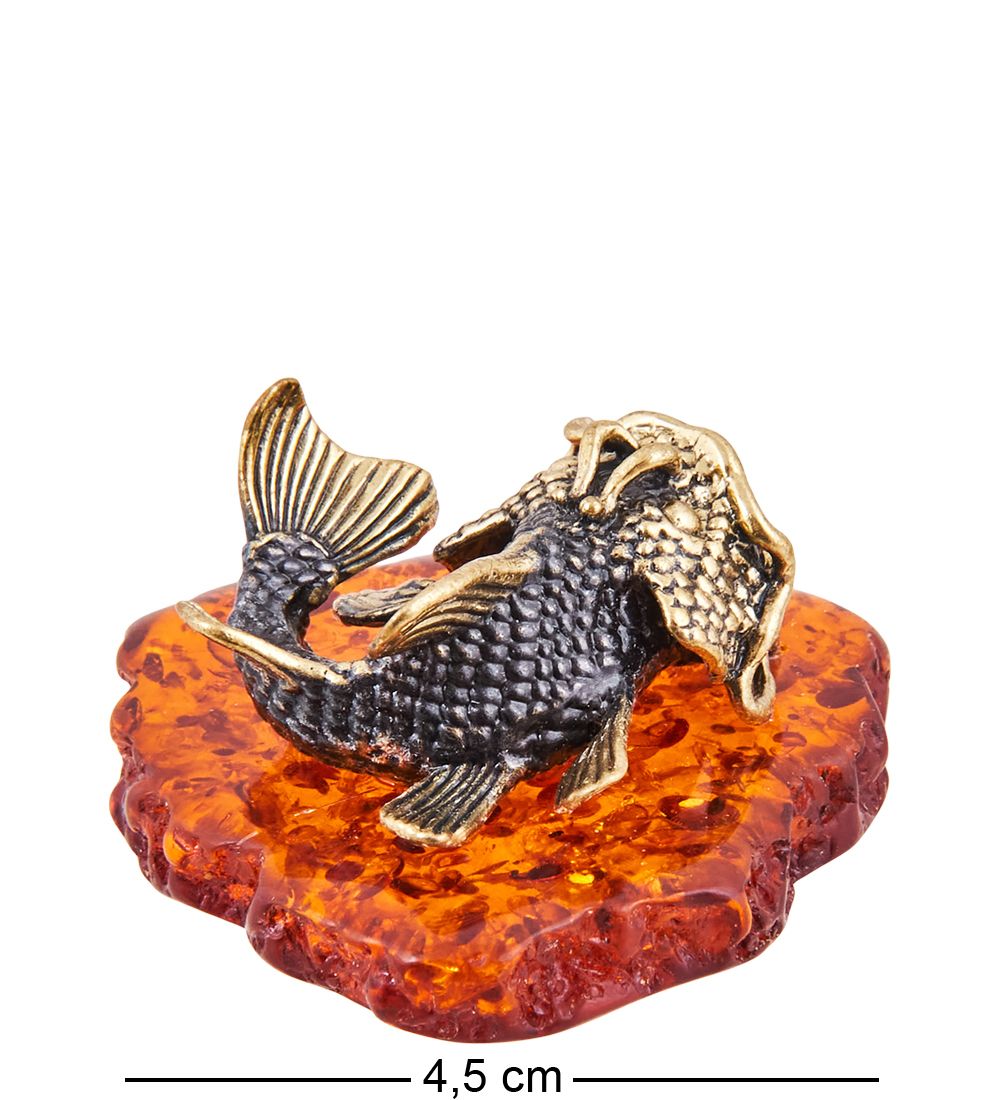 Народные промыслы AM-3713 Фигурка «Рыба Сом» (латунь, янтарь)