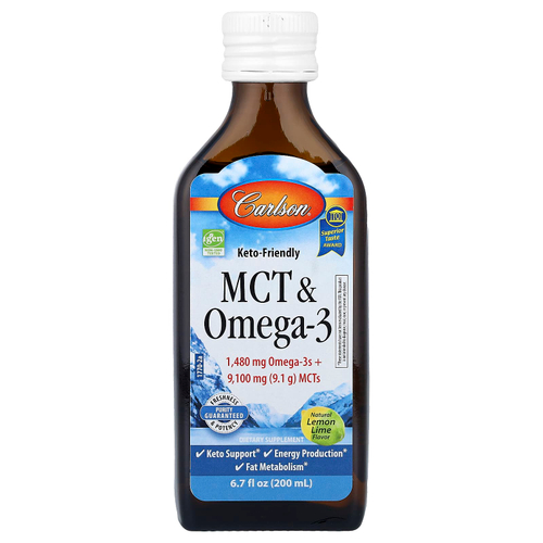 Carlson, MCT и омега-3, натуральный вкус «лимон-лайм», 200 мл (6,7 жидких унций)