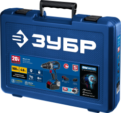 ЗУБР Т7, 20 В, 100 Н·м, 2 АКБ (4 А·ч), бесщеточная дрель-шуруповерт, кейс, Профессионал (DB-211-42)