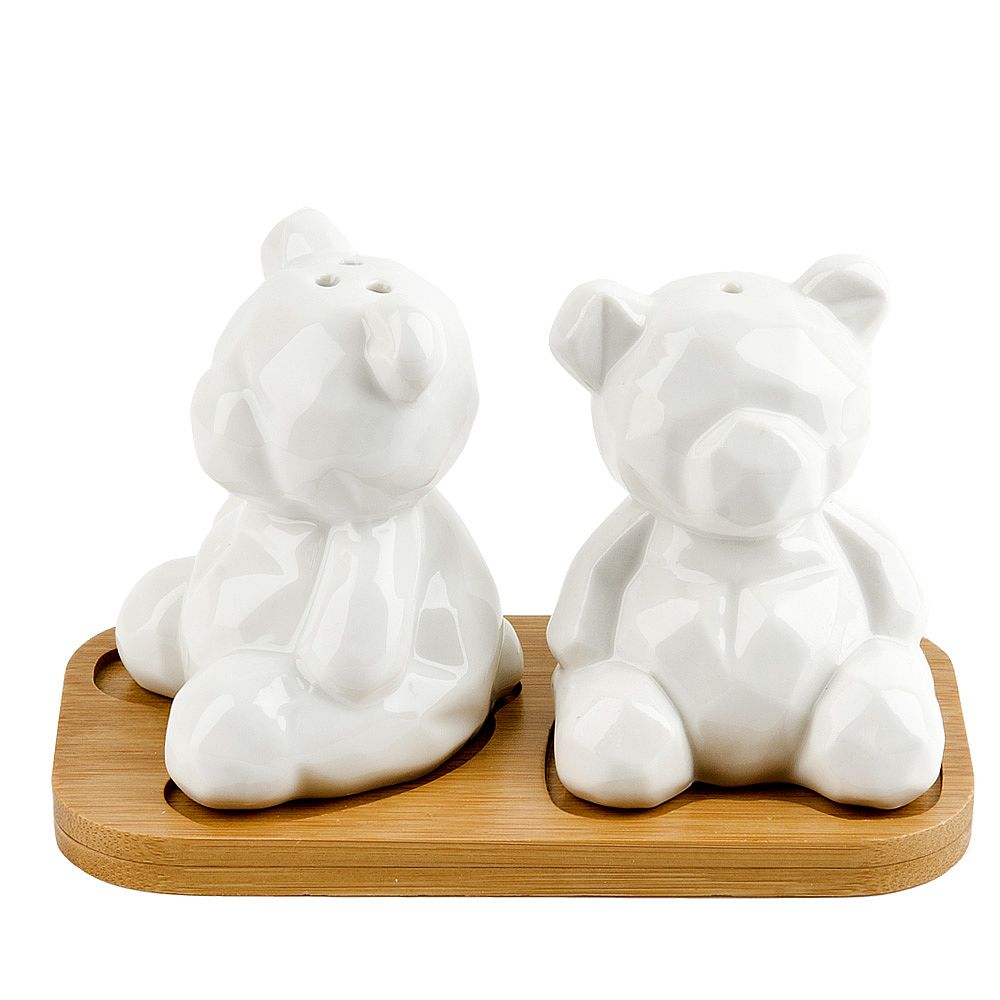 Набор для специй солонка/ перечница " " 14*7*8,5см. на бамбуковой подставке