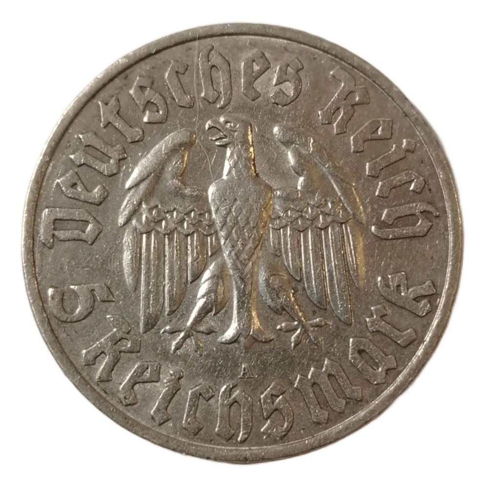 Монета 5 рейхсмарок 1933 г. "450 лет со дня рождения Лютера"