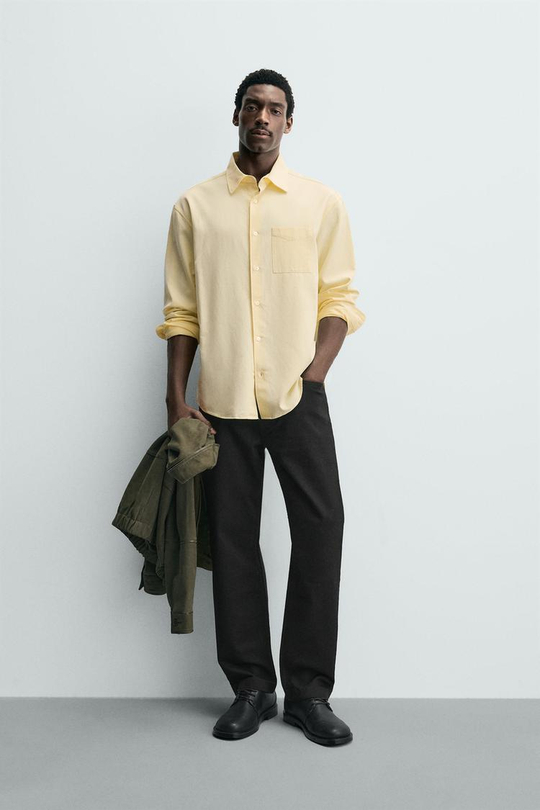 ZARA БРЮКИ STRAIGHT FIT, ЧЕРНЫЙ