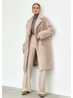 Шуба из шерсти мериноса чебурашка, светло-розовая, SilverFox