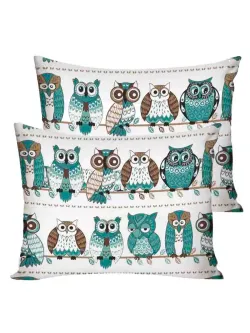 Постельное белье Полисатин Мечта "Owl" евро Наволочка 50х70 см 2 шт Простынь на резинке 180x200 см Пододеяльник 200x215 см