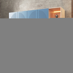 Шкаф Агератум МДФ четырехсекционный с стеллажом Сапфир структурный (0,3) G4018-62A матовая - Дуб молочный 8622  210*60*220