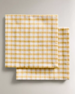 ZARA HOME САЛФЕТКИ ИЗ ХЛОПКА В КЛЕТКУ (НАБОР ИЗ 2 ШТ.), ЖЕЛТЫЙ