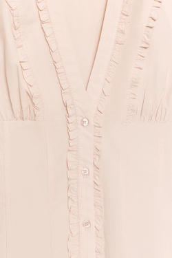 ZARA РУБАШКА ИЗ ПОПЛИНА С ВОЛАНАМИ, ПАСТЕЛЬНО-РОЗОВЫЙ