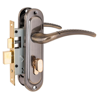 Замок СТАНДАРТ врезной  с ручками 132/50-В AB бронза с вертушкой