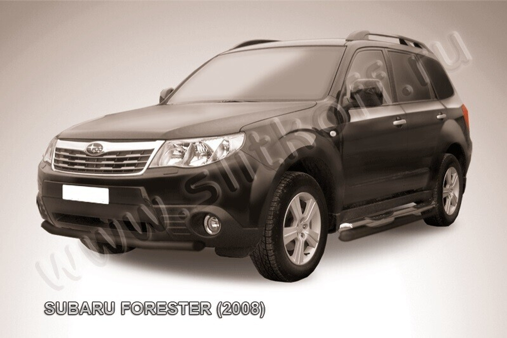 Защита переднего бампера (нержавейка) Subaru Forester (2007-2013) d57 (черный)