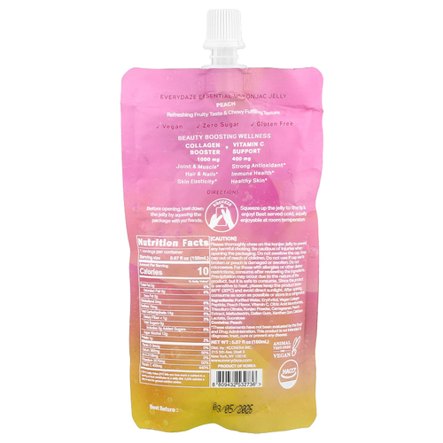 Everydaze, Желе из конжака Essential C, персик, 150 мл (5,07 жидк. унц.)