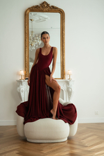 Платье боди бордовое