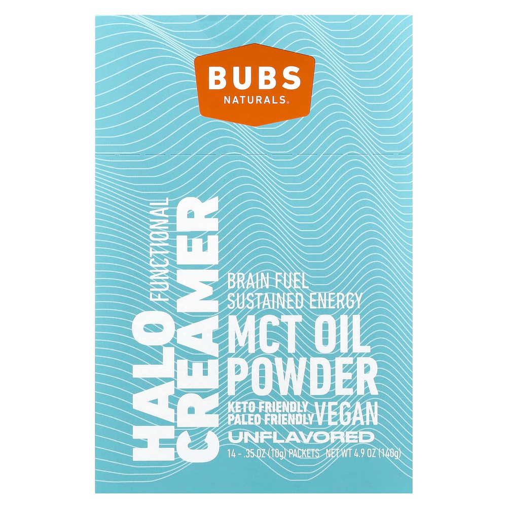 BUBS Naturals, Halo Functional Creamer, порошок из масла MCT, без добавок, 14 пакетиков по 10 г (0,35 унции)