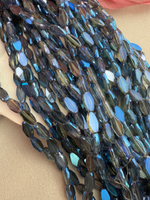 Стеклянные бусины овал, 6*10 мм, нить 50 см, синий электрик