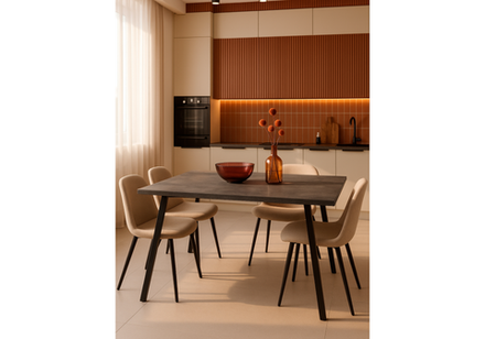 Стол деревянный Woodville Кортни 117 (157) x 77 бетон темный, черный матовый, ножки черные