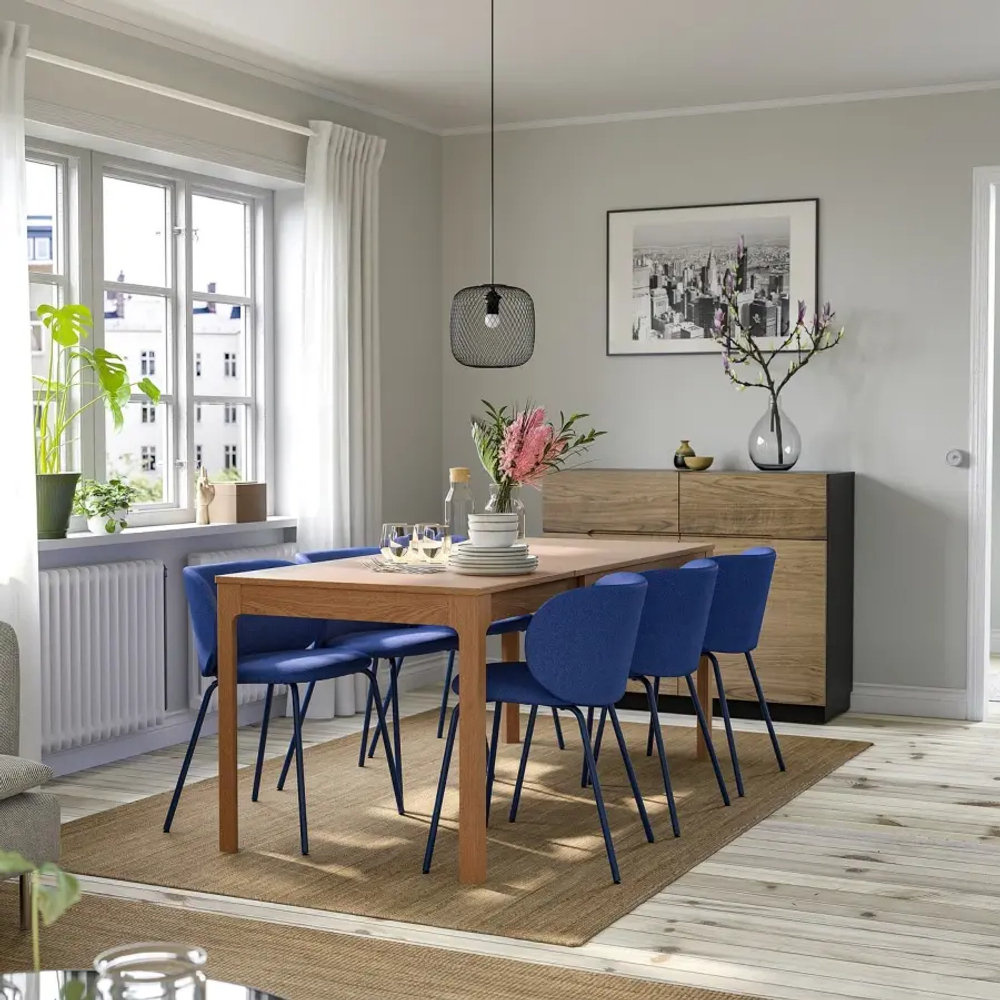 Стол и 4 стула - EKEDALEN / KRYLBO IKEA/ ЭКЕДАЛЕН/КРЫЛЬБО ИКЕА, 180/120х80х75 см, дуб/синий