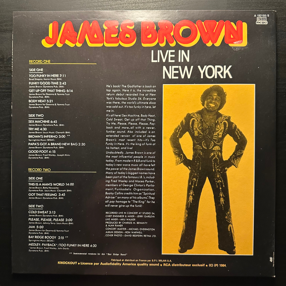 James Brown - Live In New York 2LP (Франция 1981г.)