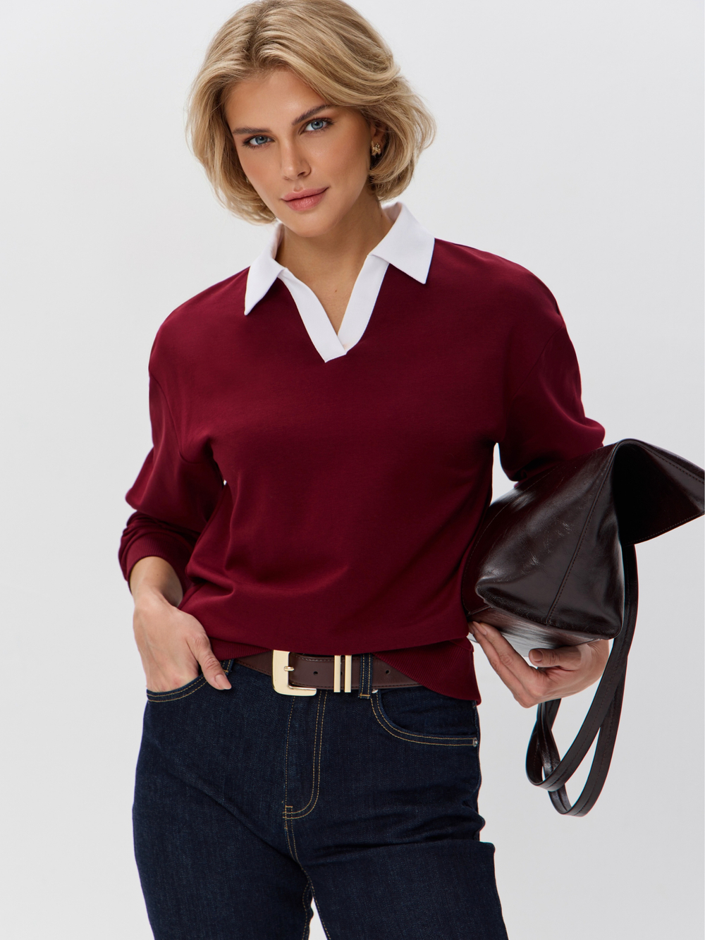 Джемпер с воротником поло