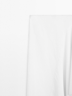 Massimo Dutti Джинсовая юбка миди асимметричного кроя, кремовый