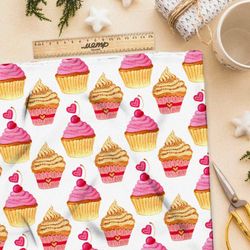 Ткань поплин пирожное с вишенкой