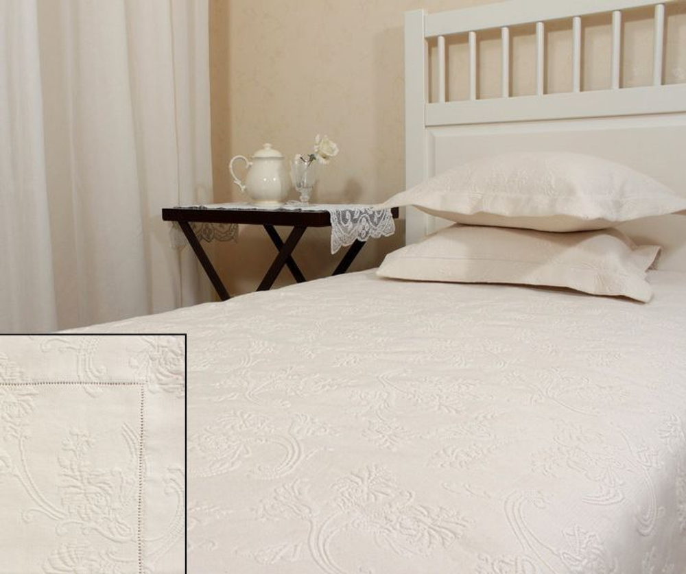 Покрывало 200x220 Luxberry Country с мережкой экрю Португалия