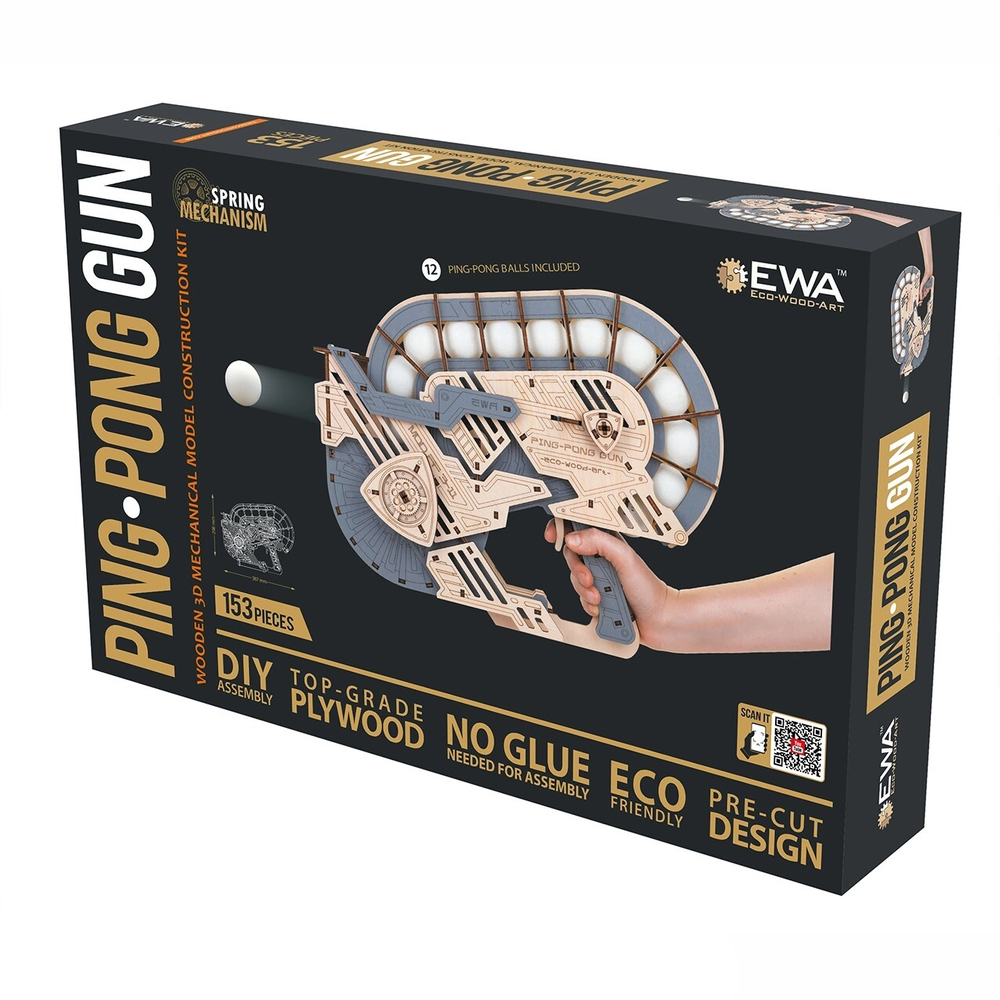 Деревянный конструктор Пинг-Понг Пушка (EWA)