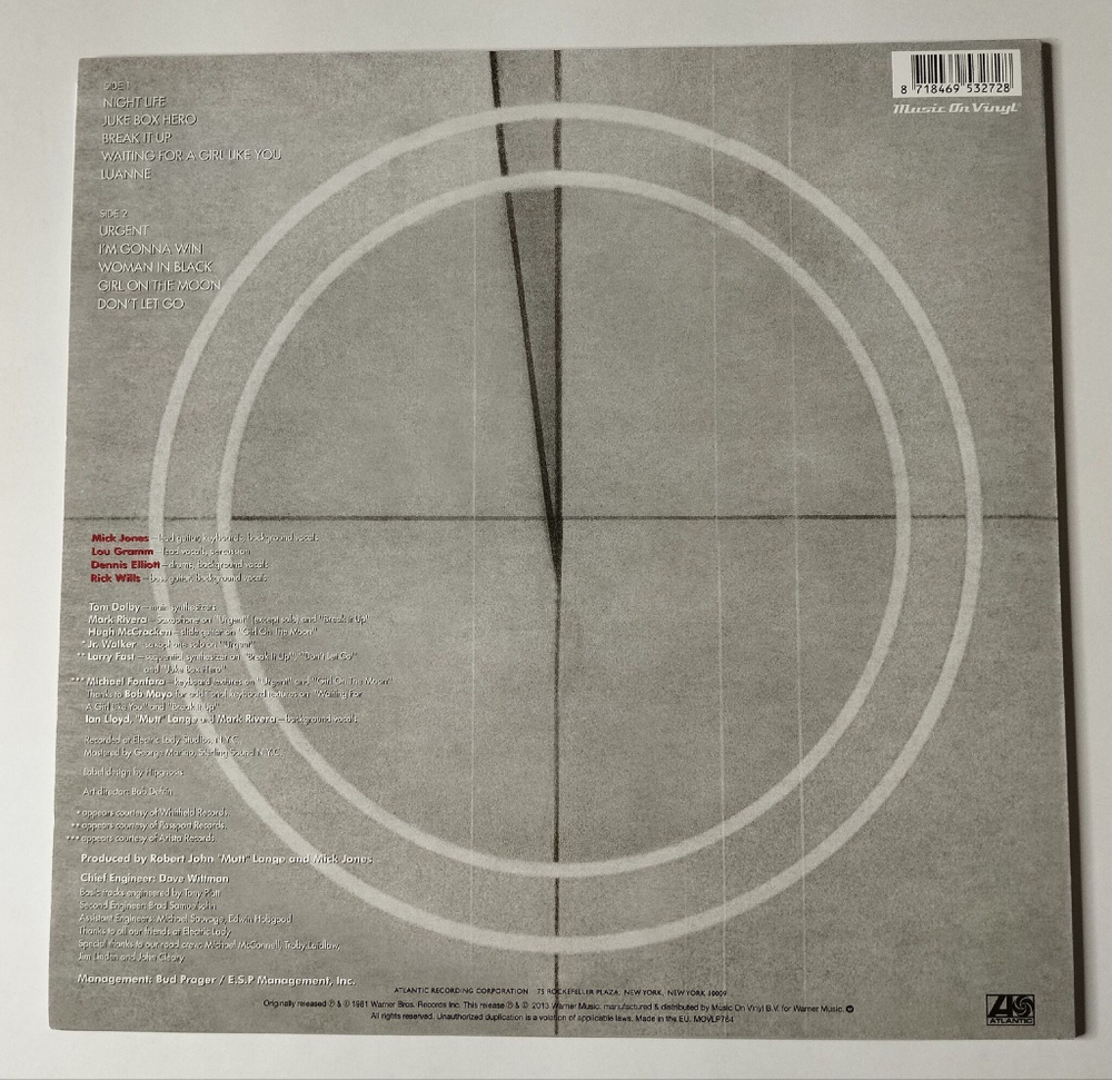 Винтажная виниловая пластинка LP Foreigner 4 (EU 2013) Music On Vinyl