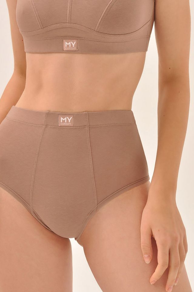 Женские слипы бойфренды с высокой посадкой цвета капучино