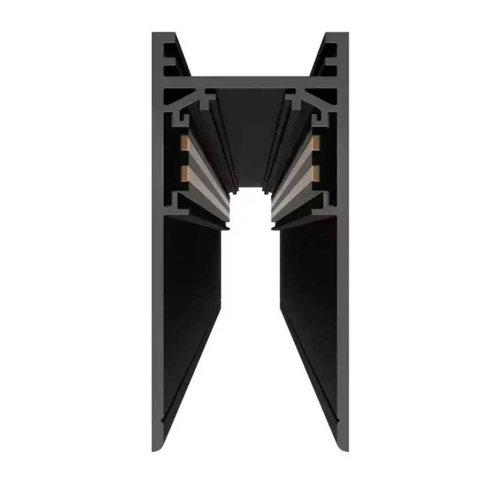 Трековая система освещения для натяжных потолков MAGNETIC S20 48V Чёрный шинопровод алюминиевый четырех-контактный низковольтный 4TRA 57x55x1500mm IP20 1.5 м. торцевые заглушки в комплекте