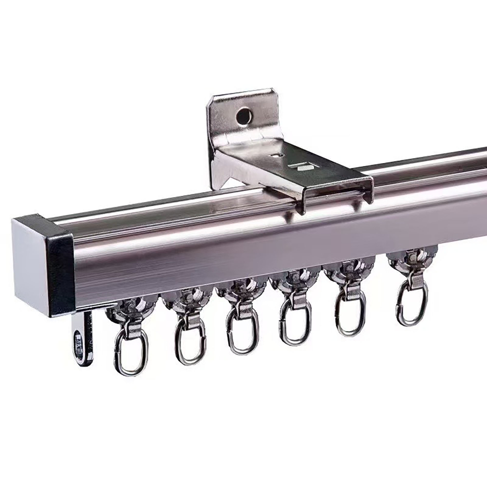 Тихий алюминиевый карниз для штор с бегунками, потолочный/настенный