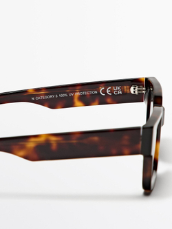 Massimo Dutti Солнцезащитные очки в квадратной оправе под черепаху, коричневый