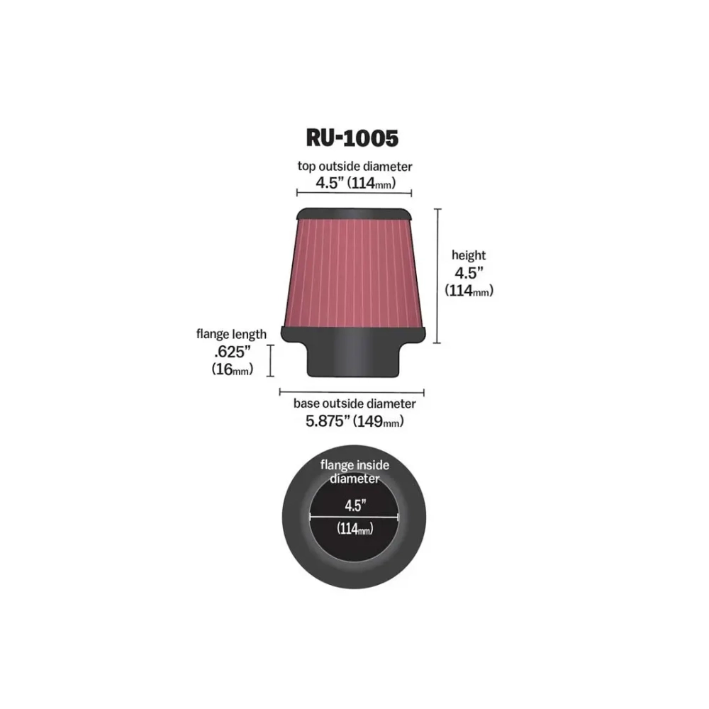 K&N RU-1005 воздушный фильтр, 114мм вход