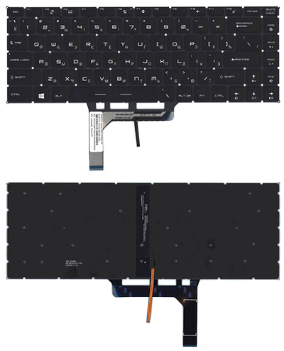 Клавиатура для ноутбука MSI  GF63 GF63 8RC GF63 8RD черная с белой подсветкой