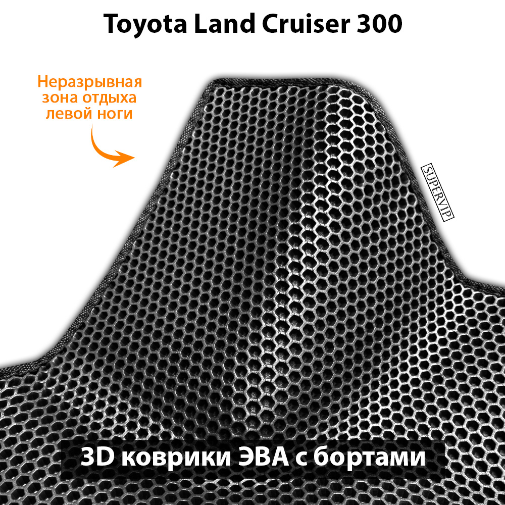 Передние автомобильные коврики ЭВА с бортами для Toyota Land Cruiser 300 (21-н.в.)