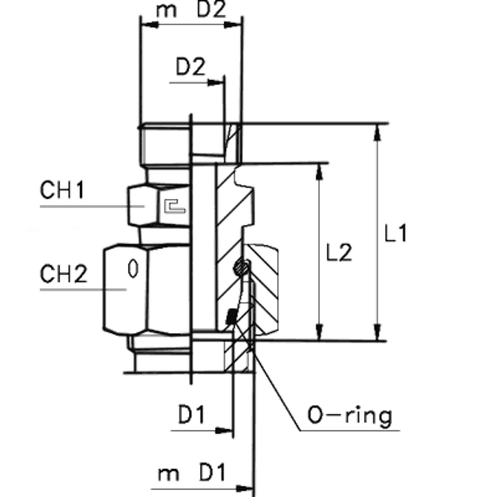 Соединение PNF DL08 14х1.5 - DS06 14x1.5 (корпус)