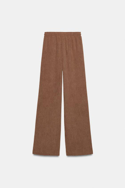 ZARA БРЮКИ ПРЯМОГО КРОЯ С ЭЛАСТИЧНЫМ ПОЯСОМ, РЫЖЕВАТО-КОРИЧНЕВЫЙ