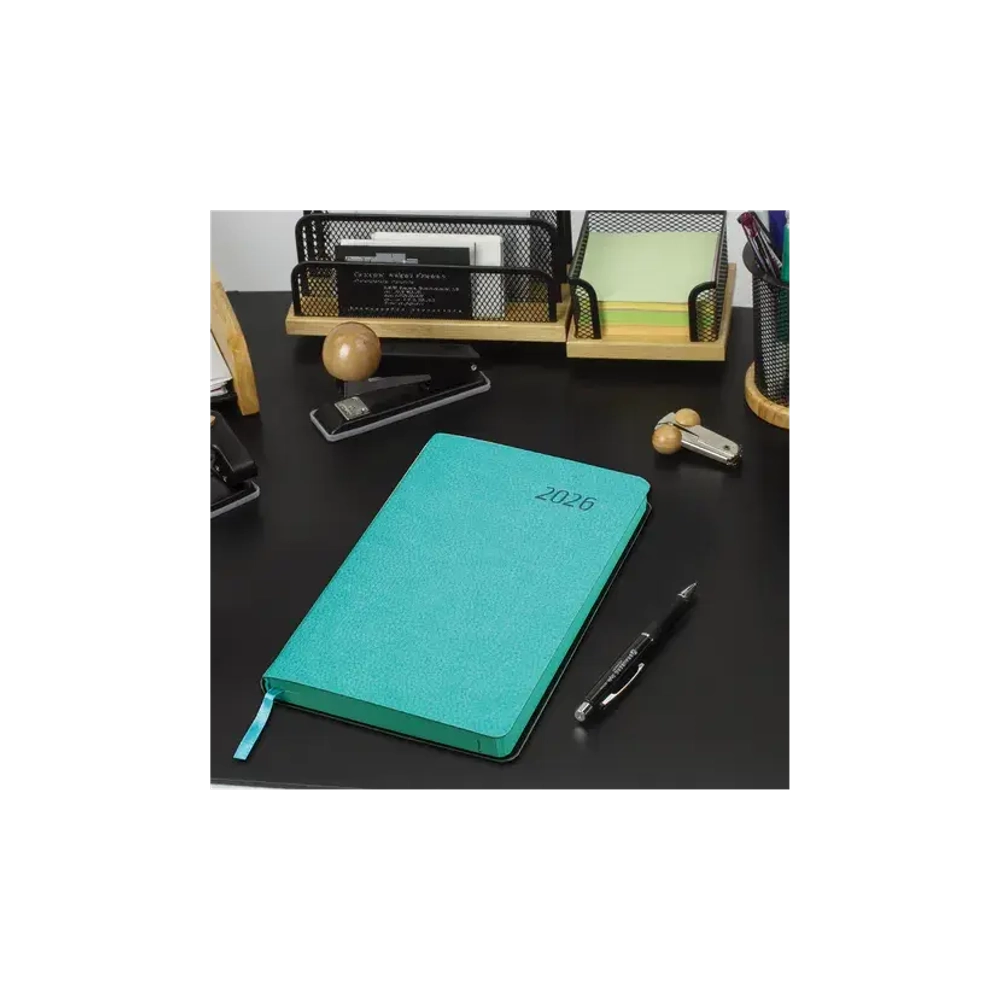 Ежедневник датированный 2026 А5 138x213 мм, BRAUBERG "Stylish", под кожу, гибкий, бирюзовый, 117098