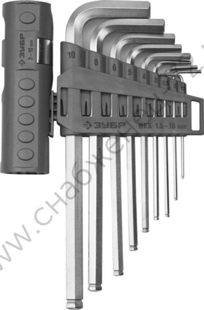 ЗУБР 9 шт, Набор длинных имбусовых ключей (2745-31-2)
