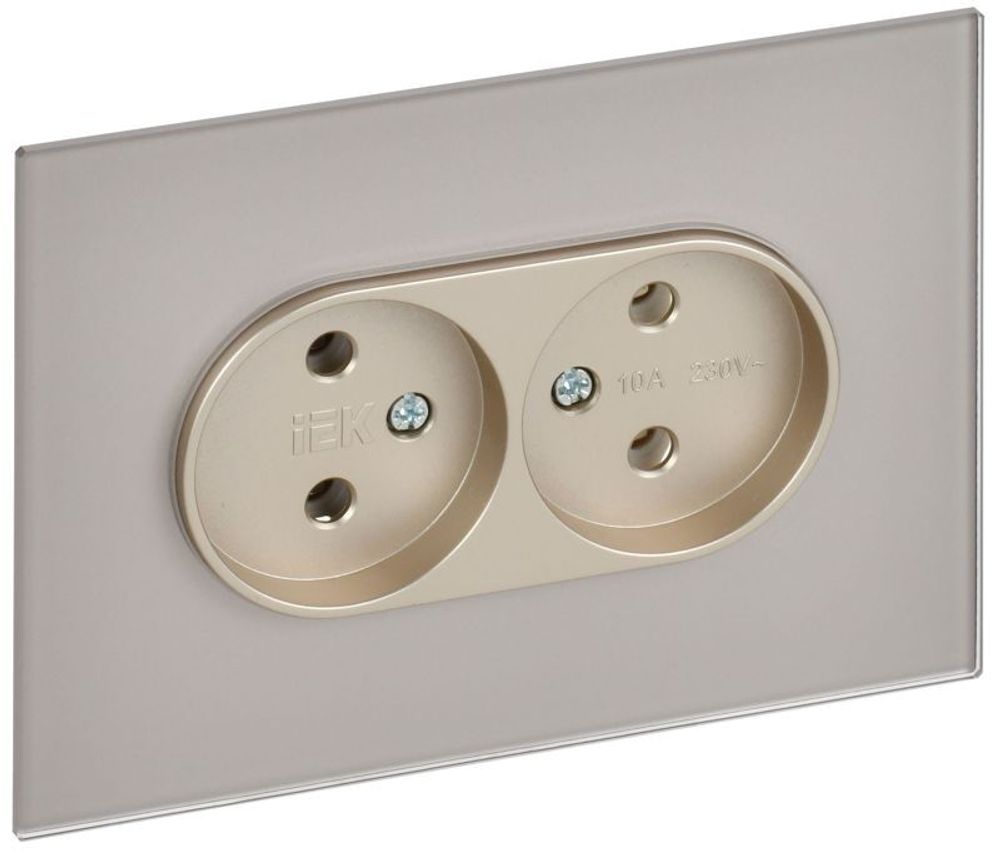 Розетка 2-м SKANDY 10А без заземл. без защ. шторок для плоской вилки SK-R03Sh шампань IEK SK-R20-10-K37 Розетка 2-м SKANDY 10А без заземл. без защ. шторок для плоской вилки SK-R03Sh шампань IEK SK-R20-10-K37