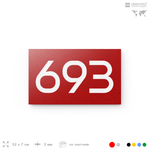 Номер на дверь 693, табличка на дверь для офиса, квартиры, кабинета, аудитории, склада, красная 120х70 мм, Айдентика Технолоджи