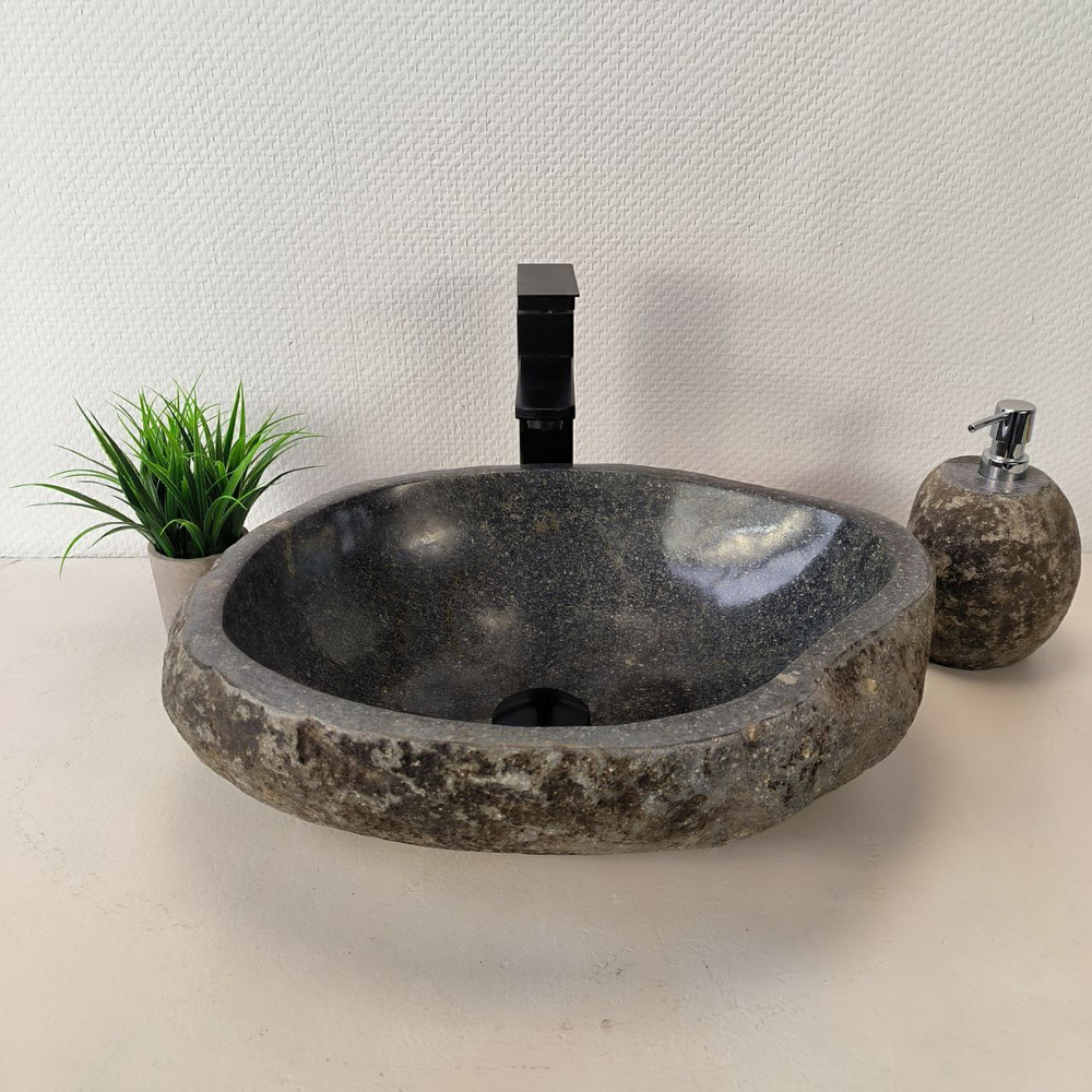 Раковина из речного камня RS-66010 48х37х15 из натурального камня