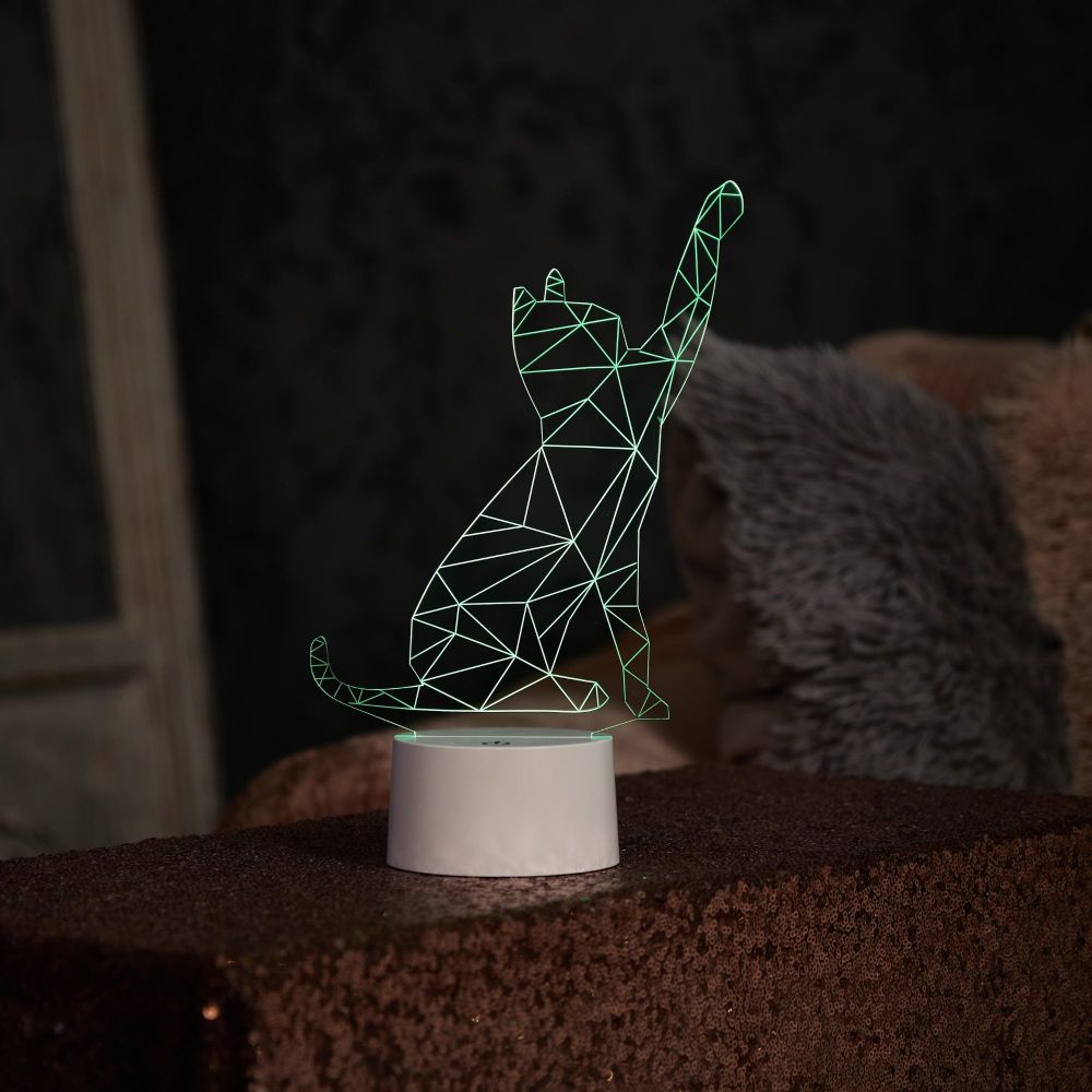 ULI-M501 RGB-3AAA CATTY-WHITE Светильник декоративный с эффектом 3D Кошка. на батарейках 3AAA не в-к. 1 светодиод. RGB свет. USB кабель в-к. TM Uniel