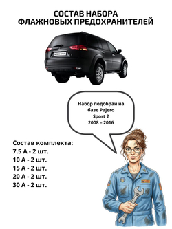 Набор предохранителей для Mitsubishi Pajero Sport 2 PAJS2
