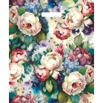 Пакет ПЭ с вырубной ручкой 38+3см(Кремовые цветы) Глянцевый Арт (комплект 25 шт)