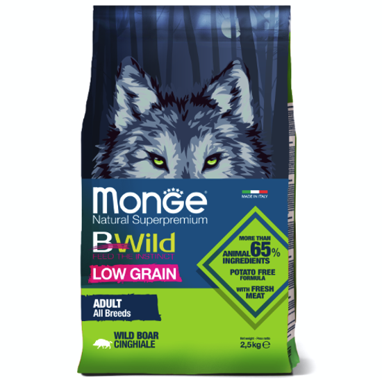 Monge Dog BWild LOW GRAIN низкозерновой корм из мяса дикого кабана для взрослых собак всех пород (2,5)